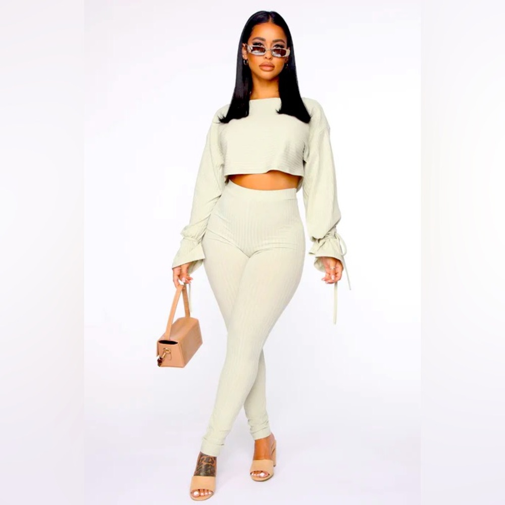 Rest Up Ribbed Legging Set - Sage